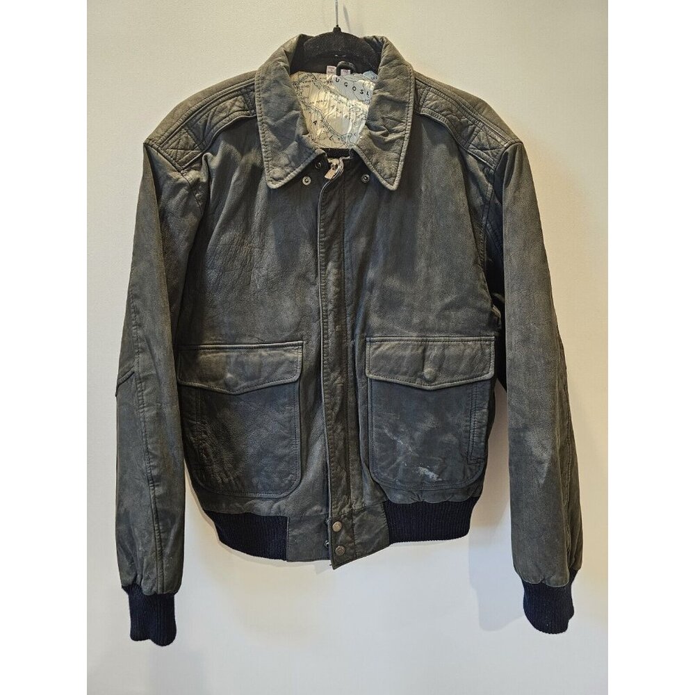 Vintage FABIANI Authentic Leather Map Lined Flight Jacket